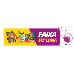 Faixa Lona 440g Personalizado  Brilho Bastão e Corda 