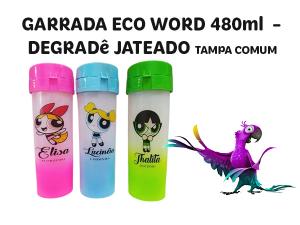 GARRAFA ECO WORD 480ml - jateada degradê Acrílico 480 ml LISA OU DEGRADÊ DEGRADÊ JATEADO Transfer 